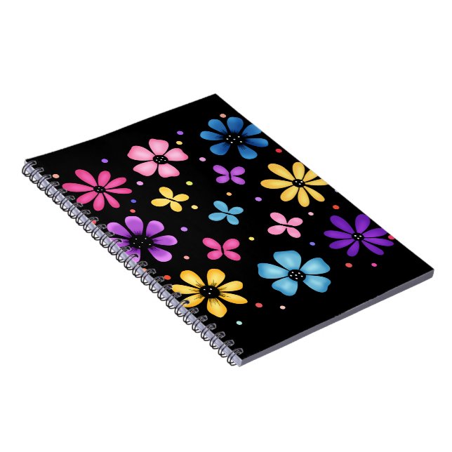 Helle und farbenfrohe Blume und Schmetterlinge Notizblock (Rechte Seite)