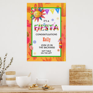 Helle und farbenfrohe Fiesta-Baby-Party Poster