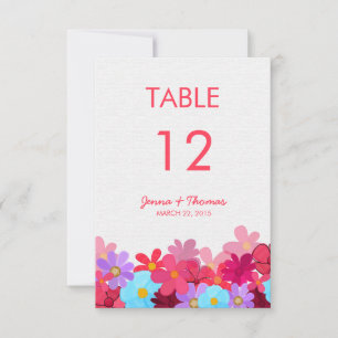 Helle und farbenfrohe florale Hochzeitstischkarten Einladung