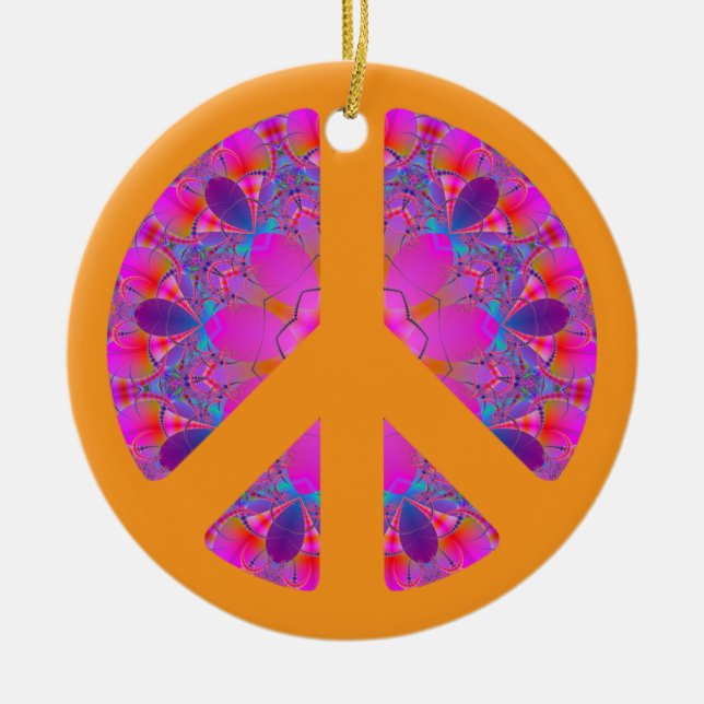 Helle und farbenfrohe Keramik des Friedenssymbols Keramik Ornament (Vorne)