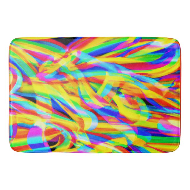 Helle und farbenfrohe Neonmuster Art Badematte (Vorderseite)