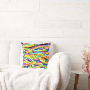 Helle und farbenfrohe Neonmuster Art Kissen