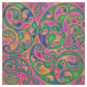 Helle und farbenfrohe Paisley-Wirbel und Spiralen Stoff