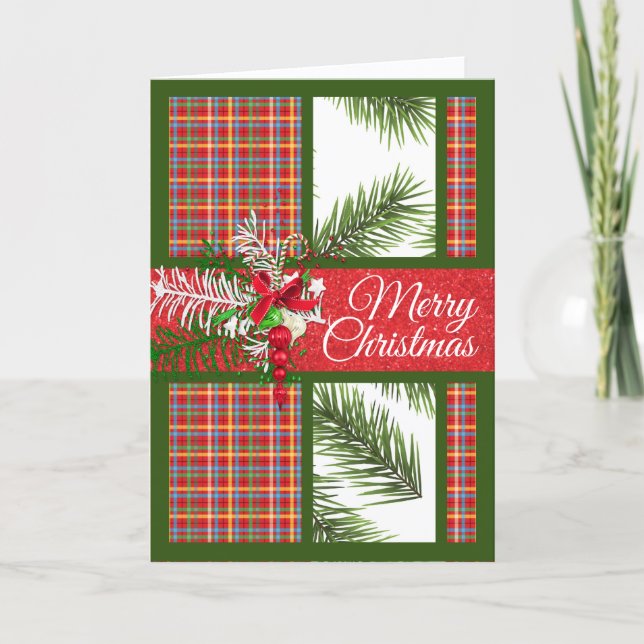 Helle und farbenfrohe Personalisierte Weihnachten Karte (Vorderseite)