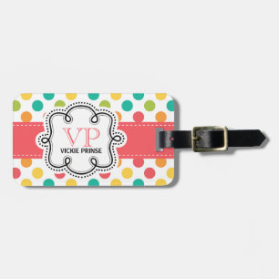 Helle und farbenfrohe Polka Dots Personalisiert La Gepäckanhänger