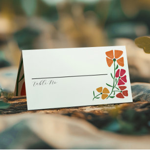 Helle und farbenfrohe Rosa- und Orangefarbene Hoch Platzkarte