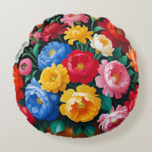 Helle und farbenfrohe Rosen Rundes Kissen