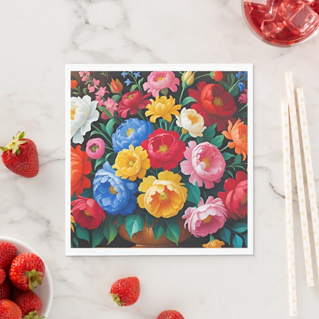 Helle und farbenfrohe Rosen Serviette (Beispiel)