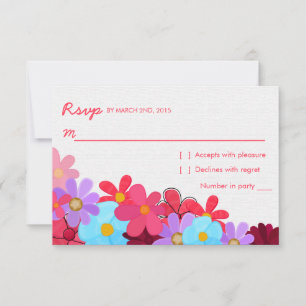 Helle und farbenfrohe RSVP-Karten für Hochzeiten m RSVP Karte