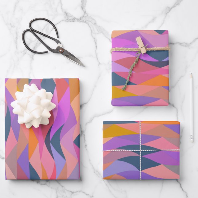 Helle und fette Abstrakte Dreiecke in lebhafter Fa Geschenkpapier Set (Vorderseite)