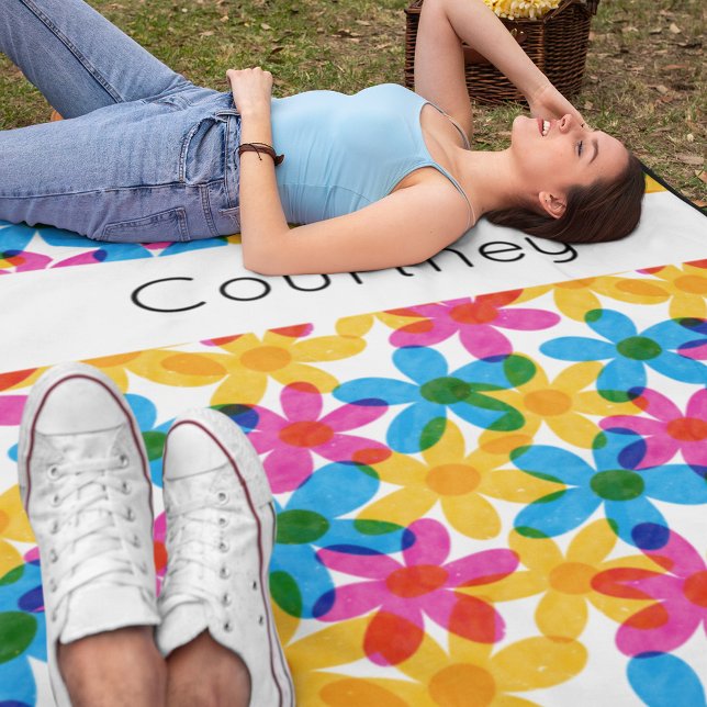 Helle und fette Hippie-Blume Retro Floral Fleecedecke (Von Creator hochgeladen)