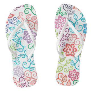 Helle und fröhliche botanische Wasserfarbenflocke Flip Flops