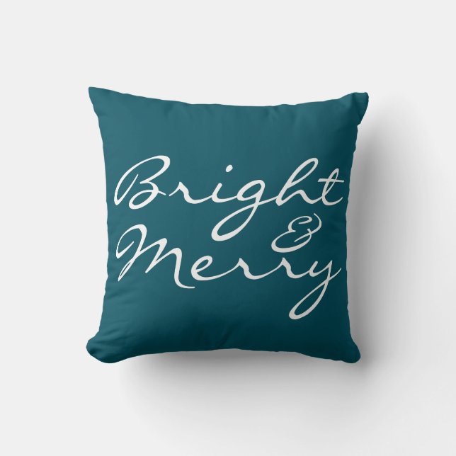 Helle und fröhliche Script Blue Green Weihnachten Kissen (Vorderseite)
