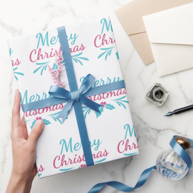 Helle und fröhliche Weihnachtsschrift weiß Nahtlos Geschenkpapier (Schenken)