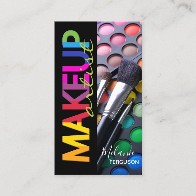 Helle und Fun Makeup Palette mit Pinsel MUA Visitenkarte (Vorderseite)