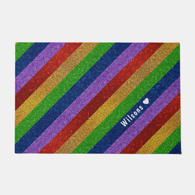 Helle und Funkelnd Regenbogen-Imitate Glitzer Stre Fußmatte (Vorderseite)