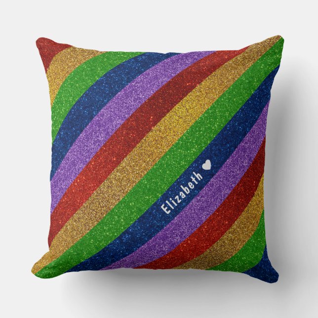 Helle und Funkelnd Regenbogen-Imitate Glitzer Stre Kissen (Vorderseite)