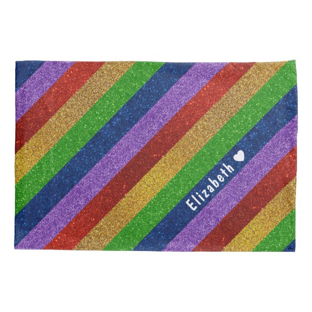 Helle und Funkelnd Regenbogen-Imitate Glitzer Stre Kissenbezug (Rückseite)
