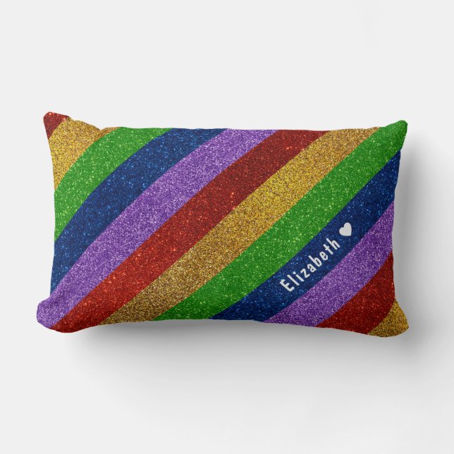 Helle und Funkelnd Regenbogen-Imitate Glitzer Stre Lendenkissen (Vorderseite)