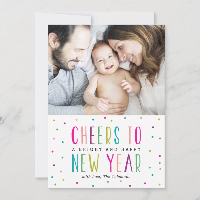 Helle und glückliche Neujahrskarten Feiertagskarte (Vorderseite)
