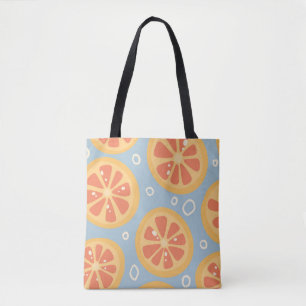 Helle und kräftige Orangenscheiben auf Blau Tasche