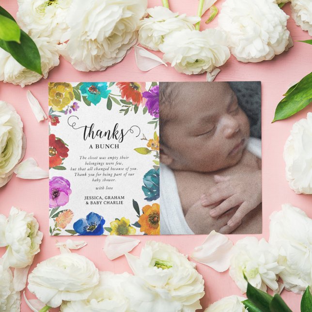 Helle und kühne Floral Baby Dusche Dankeskarte (Von Creator hochgeladen)