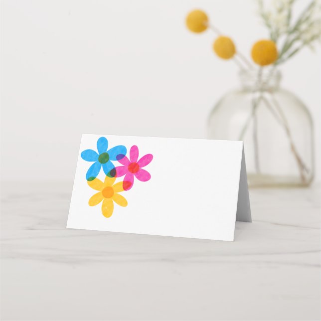 Helle und kühne Hippie-Blume Frühjahrssehen Platzkarte (Vorderseite)