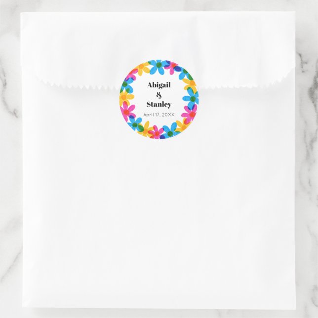 Helle und kühne Hippie-Blume Frühjahrssehen Runder Aufkleber (Tasche)