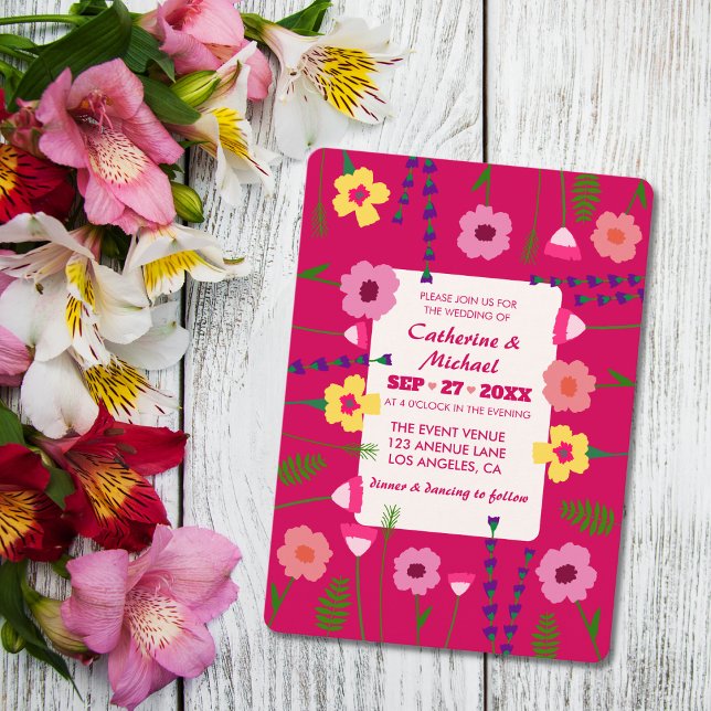 Helle und kühne rosa farbige QR-Kodierung Hochzeit Einladung (Von Creator hochgeladen)