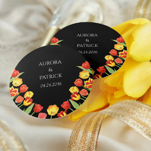 Helle und kühne rustikale Frühlingsblütenhochzeit Runder Aufkleber