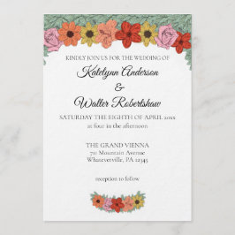 Helle und kühne Storybook Floral Wedding Einladung