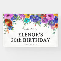 Helle und kühne Wasserfarben-Blumen zum 30. Geburt