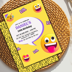 Helle und lustige moderne emoji thematisiert 10. G Einladung