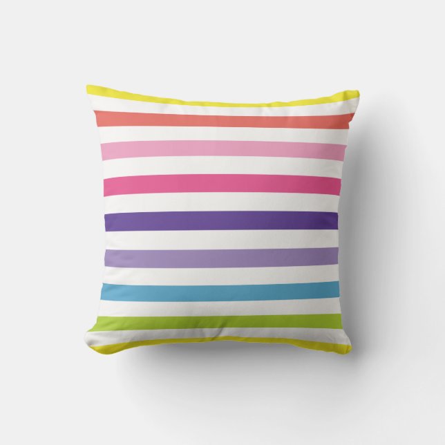 Helle und moderne Spaß-Regenbogen-Streifen Kissen (Vorderseite)