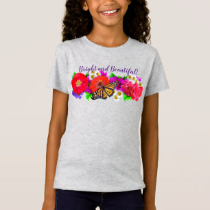 Helle und schöne Monarchschmetterlinge und Blume T-Shirt