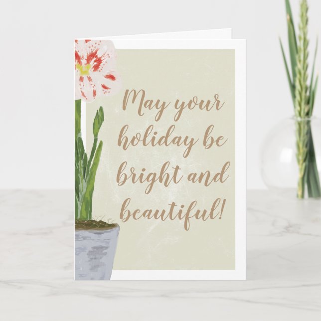 Helle und schöne Watercolor-Amaryllis-Blume Karte (Vorderseite)