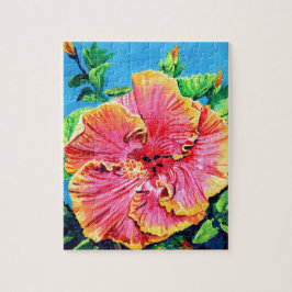 Helle und sonnige Pink-Hibiskus-Puzzles