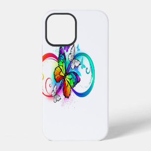 Helle Unendlichkeit mit Regenbogen-Schmetterling iPhone 12 Hülle