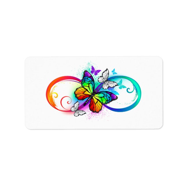 Helle Unendlichkeit mit Regenbogenschmetterling Adressaufkleber (Vorne)