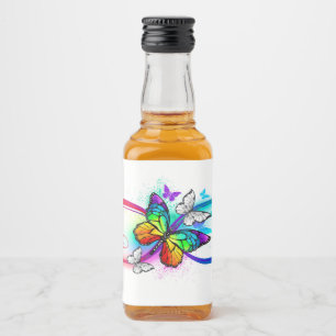 Helle Unendlichkeit mit Regenbogenschmetterling Alkoholflaschenetikett