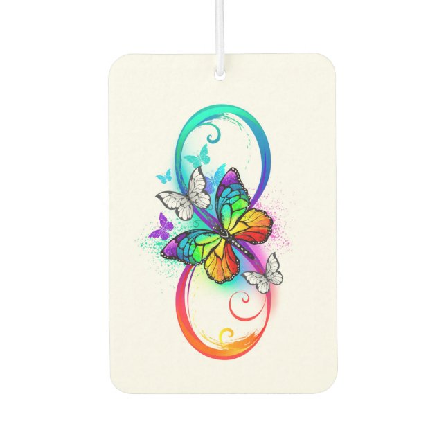Helle Unendlichkeit mit Regenbogenschmetterling Autolufterfrischer (Vorderseite)