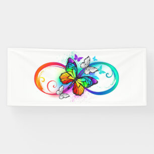 Helle Unendlichkeit mit Regenbogenschmetterling Banner