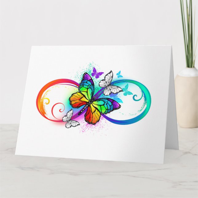 Helle Unendlichkeit mit Regenbogenschmetterling Dankeskarte (Vorderseite)