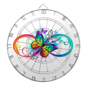 Helle Unendlichkeit mit Regenbogenschmetterling Dartscheibe