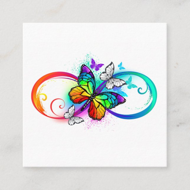 Helle Unendlichkeit mit Regenbogenschmetterling Empfehlungskarte (Vorderseite)