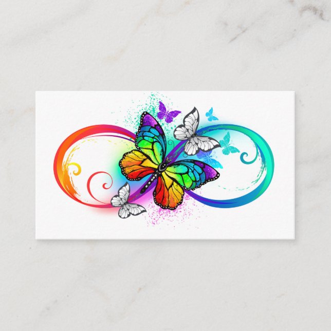 Helle Unendlichkeit mit Regenbogenschmetterling Empfehlungskarte (Vorderseite)