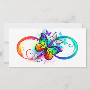 Helle Unendlichkeit mit Regenbogenschmetterling Feiertagskarte