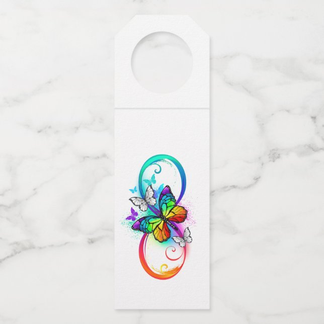 Helle Unendlichkeit mit Regenbogenschmetterling Flaschenanhänger (Vorderseite)