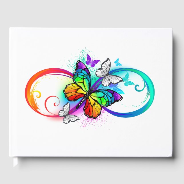 Helle Unendlichkeit mit Regenbogenschmetterling Gästebuch (Vorderseite)