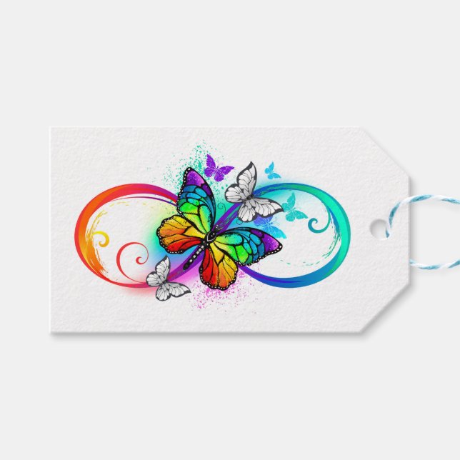 Helle Unendlichkeit mit Regenbogenschmetterling Geschenkanhänger (Vorderseite (Horizontal))